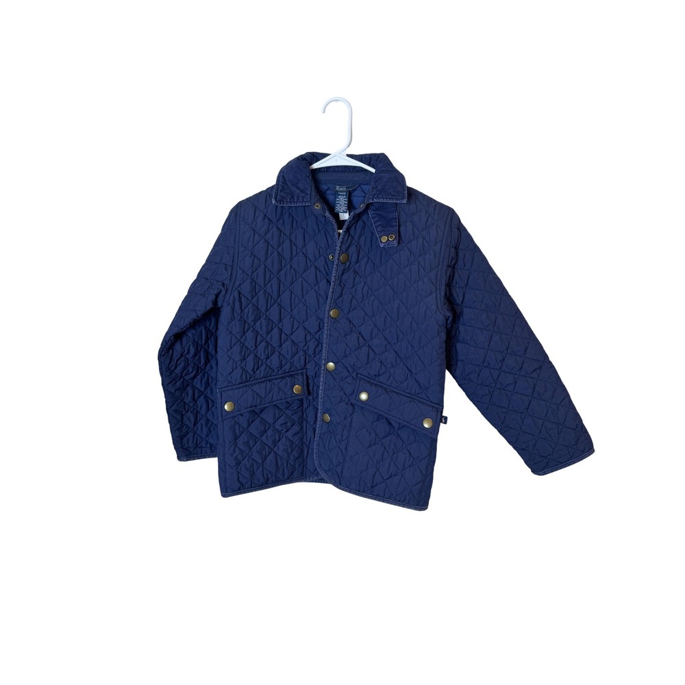 Polo‎ Ralph Lauren Jacket Boys Small 8/10 Blue Quilted Barn Corduroy Collar